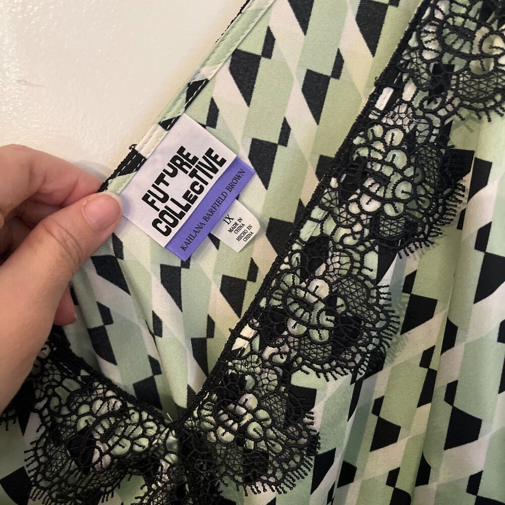 green and black Slip dress